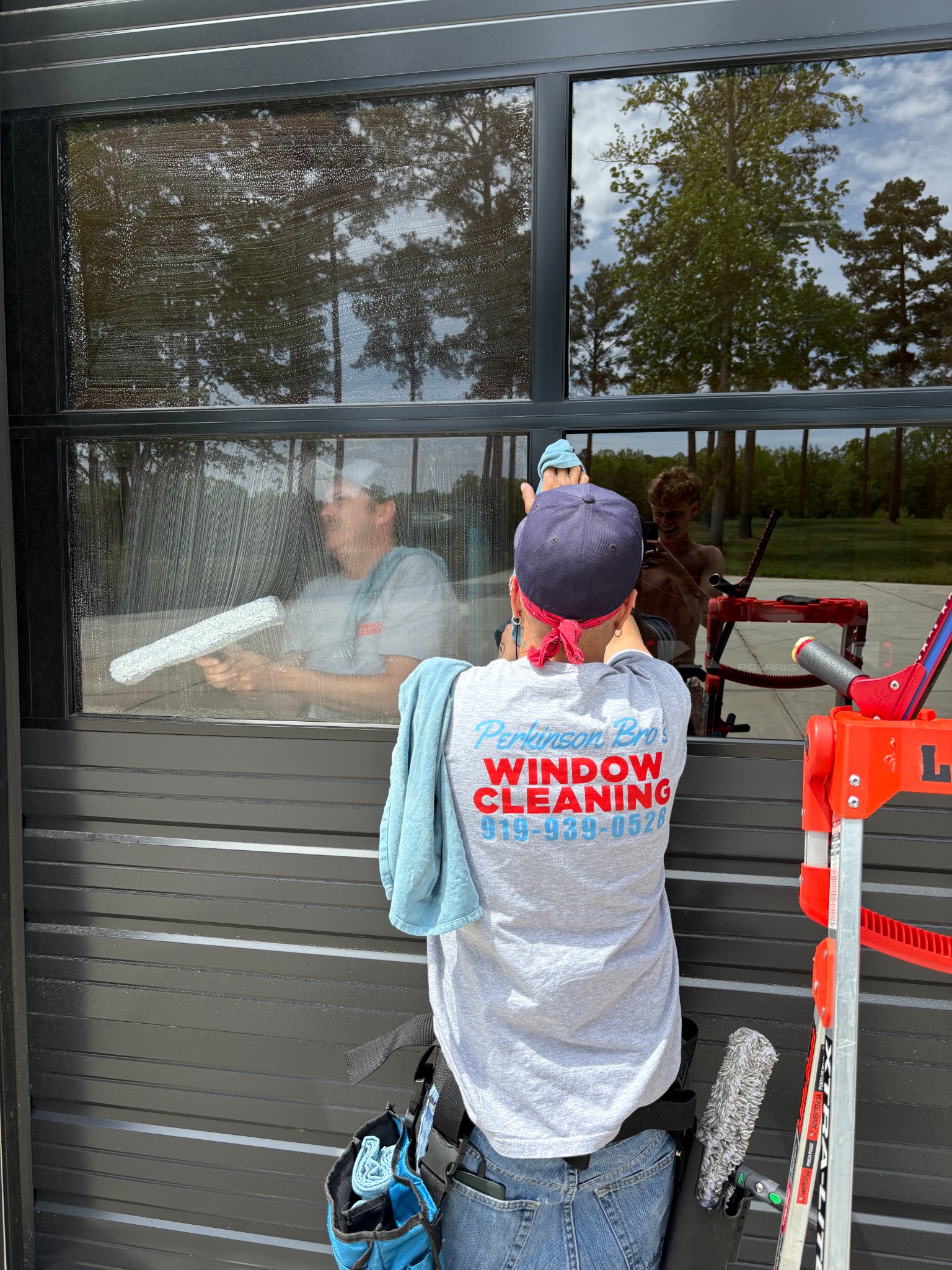Cleaning large residential glass